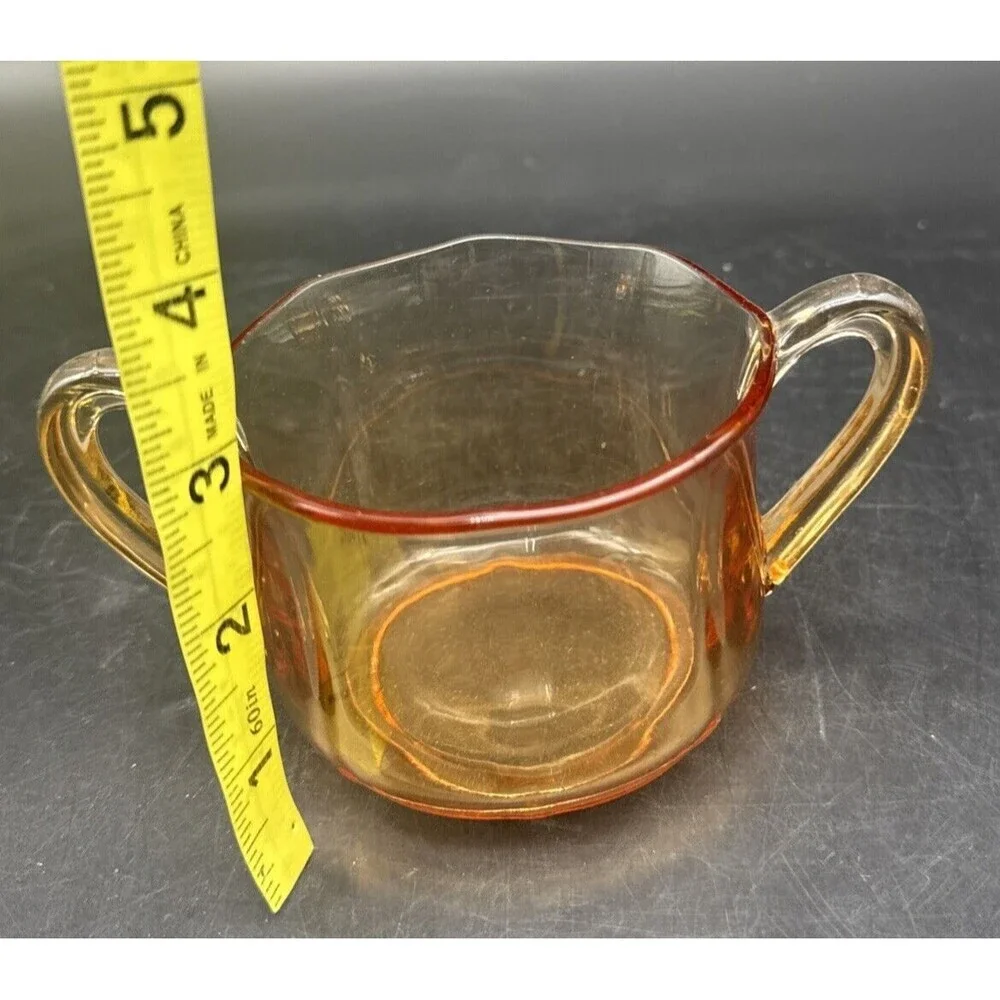 VTG Cambridge AMBER‎ Glass Creamer & Open Sugar Set